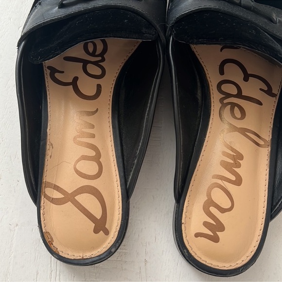 New Sam Edelman Dark Navy Leather Loafers Slip On Low Heel Tasseled Size 6 - Picture 8 of 14